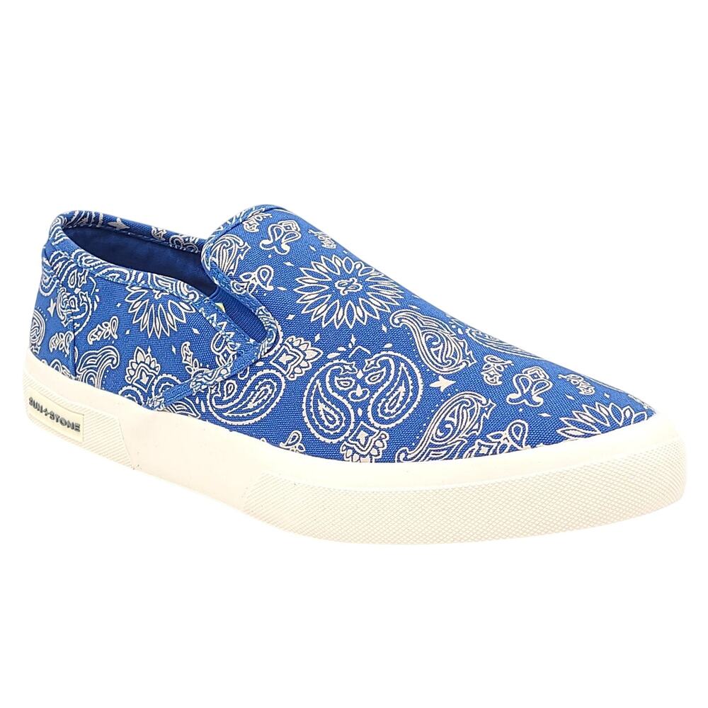 Sun + Stone Men Reins Slip On Sneakers Size US 7M Navy Blue Paisley
